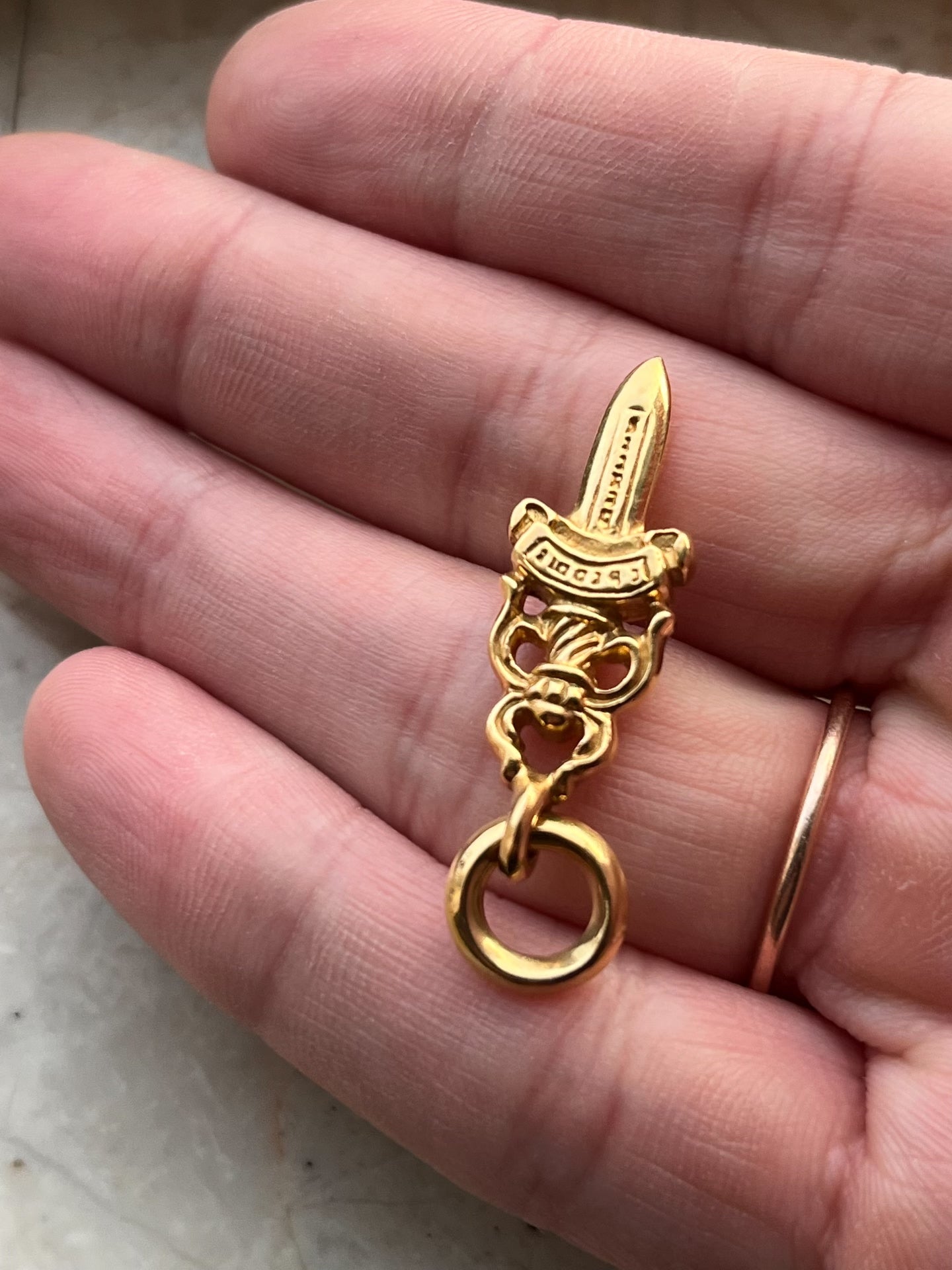 Chrome Hearts 22k Gold Dagger Pendant