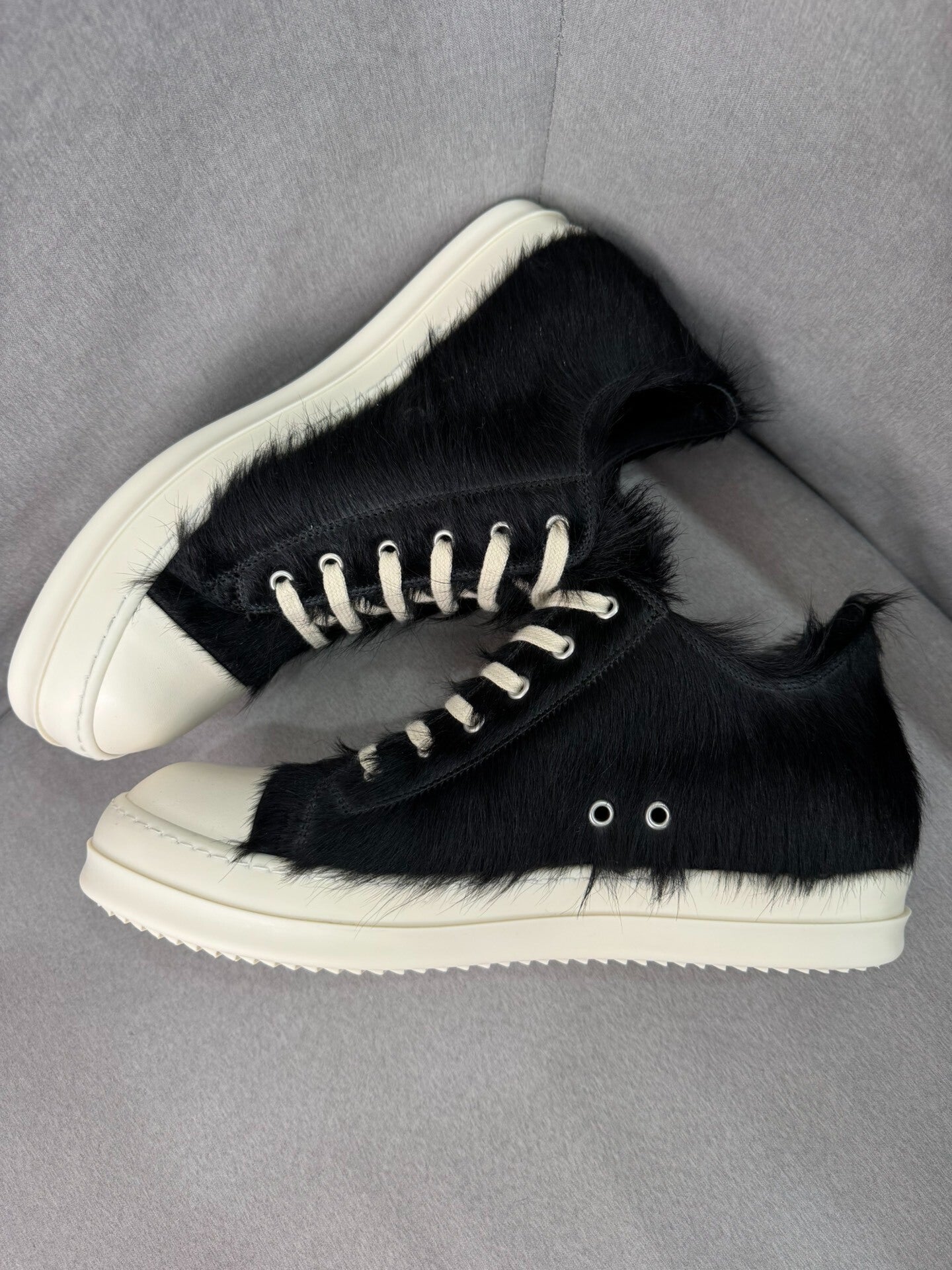 Rick Owens Horsehair High-Top Black White