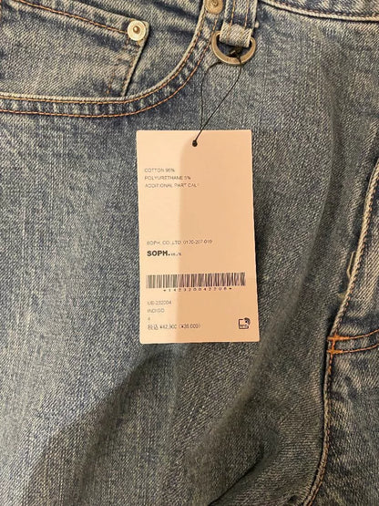 washed denim wide pants by uniform experiment