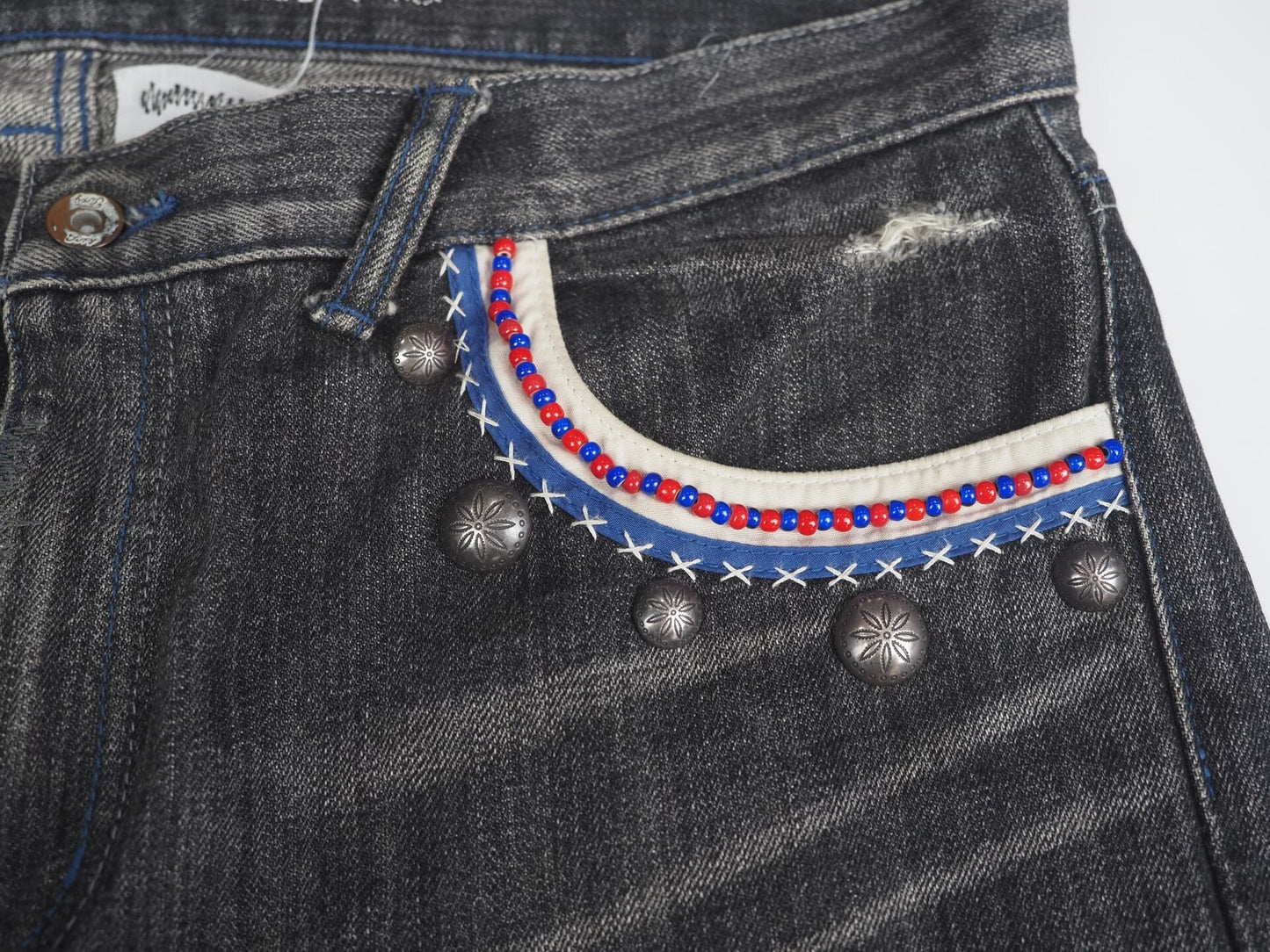 Neighborhood Beaded Savage Narrow Denim Black