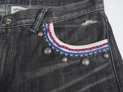 Neighborhood Beaded Savage Narrow Denim Black