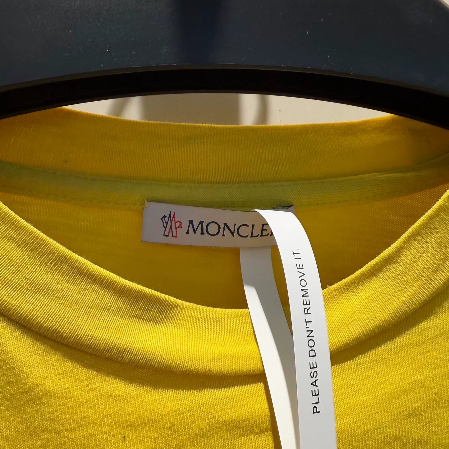 moncler yellow short sleeve logo t-shirt