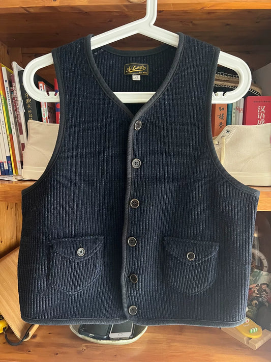 stylish blue wool vest for layering
