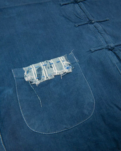 boro hand stitched blue dye vest