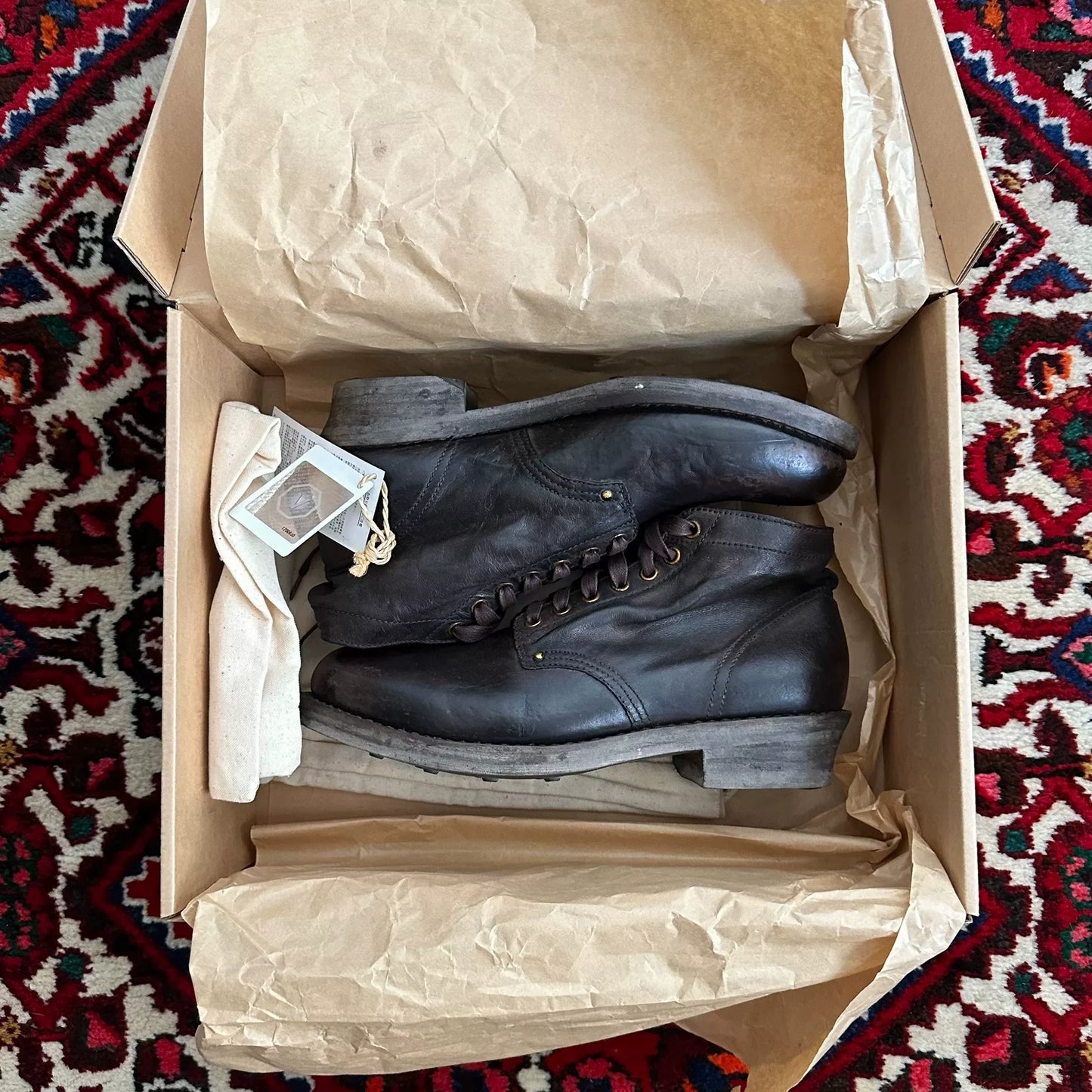 visvim brigadier boots in original mud dye