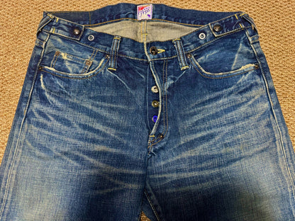 Blue Faded Distressed Studded Jeans