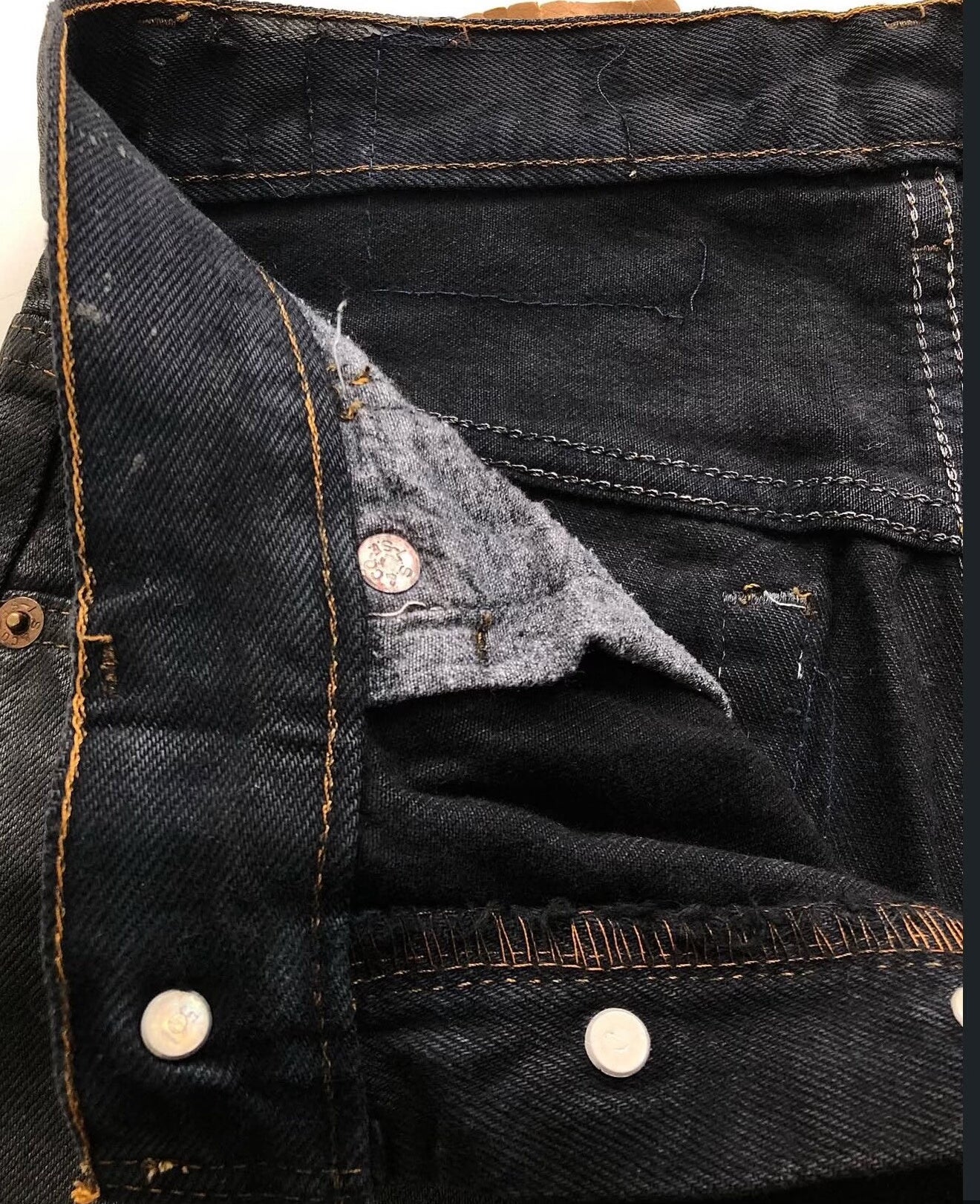 Vintage 1990s Levi's 501xx Black Coated Jeans