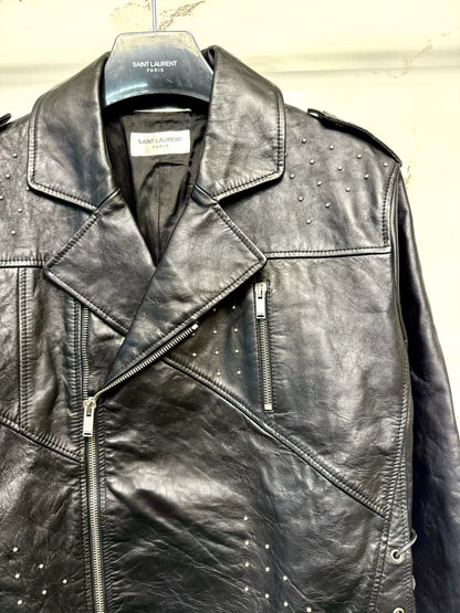 saint laurent studded black leather jacket
