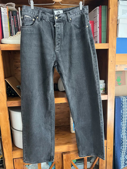 oversized gray-black vintage denim pants