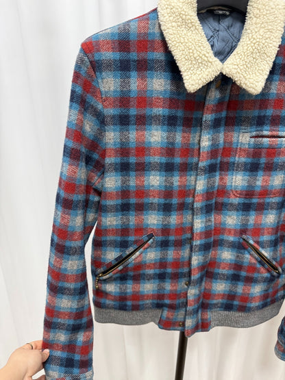 Undercover Checked Shearling Collar Jacket