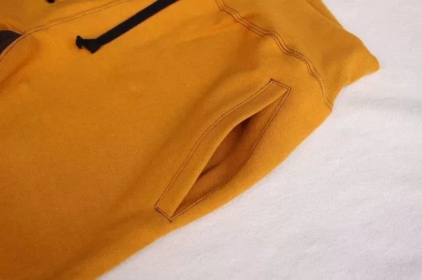 stylish yellow and brown sweatpants