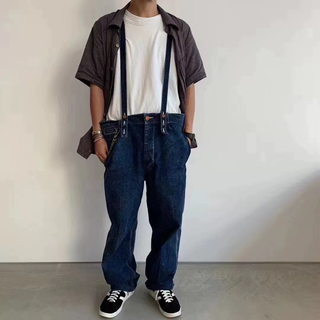 visvim ss camus braces pants in dry denim