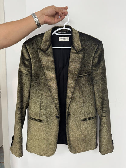 Saint Laurent Gold Glitter Blazer 44
