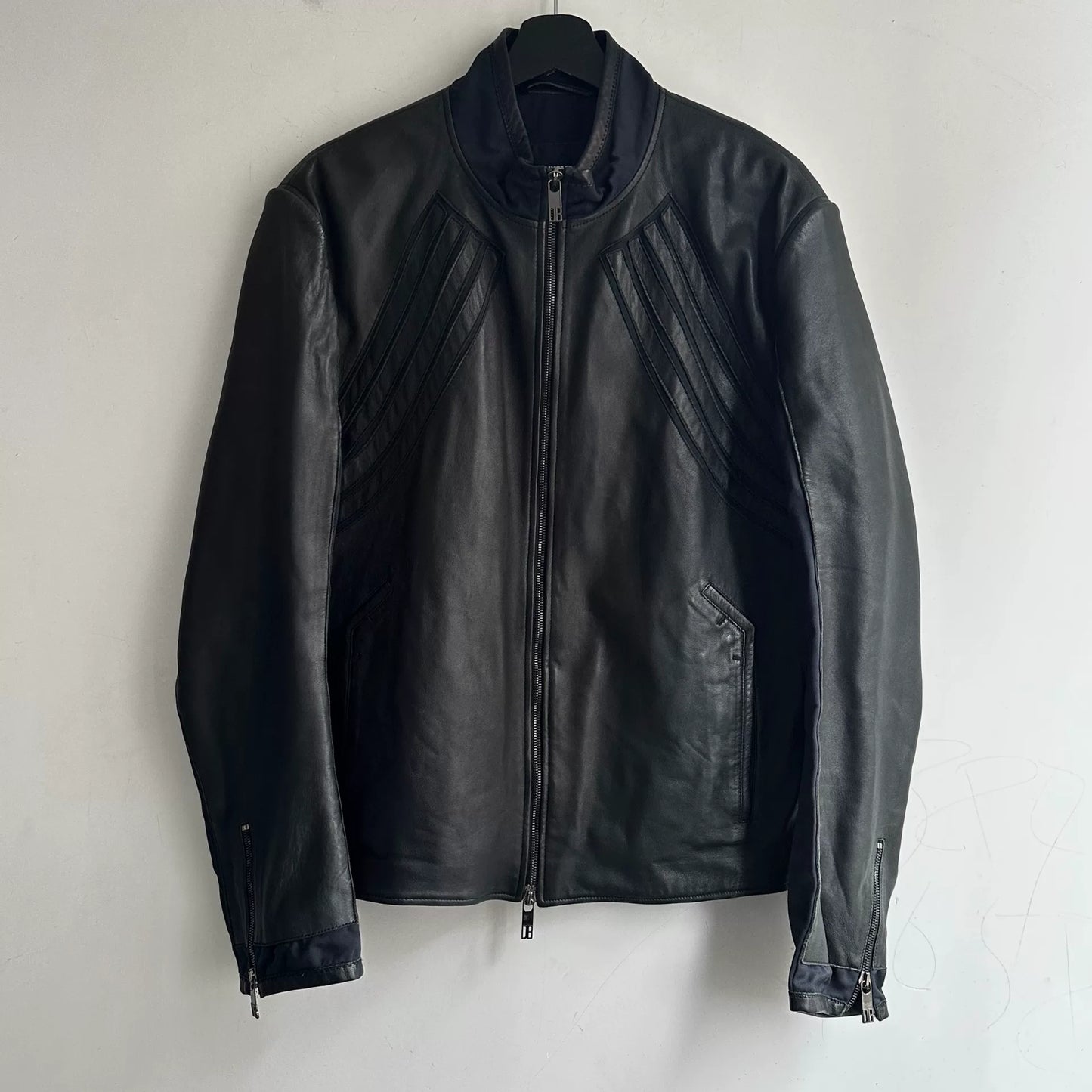 dirk bikkembergs leather jacket with unique design