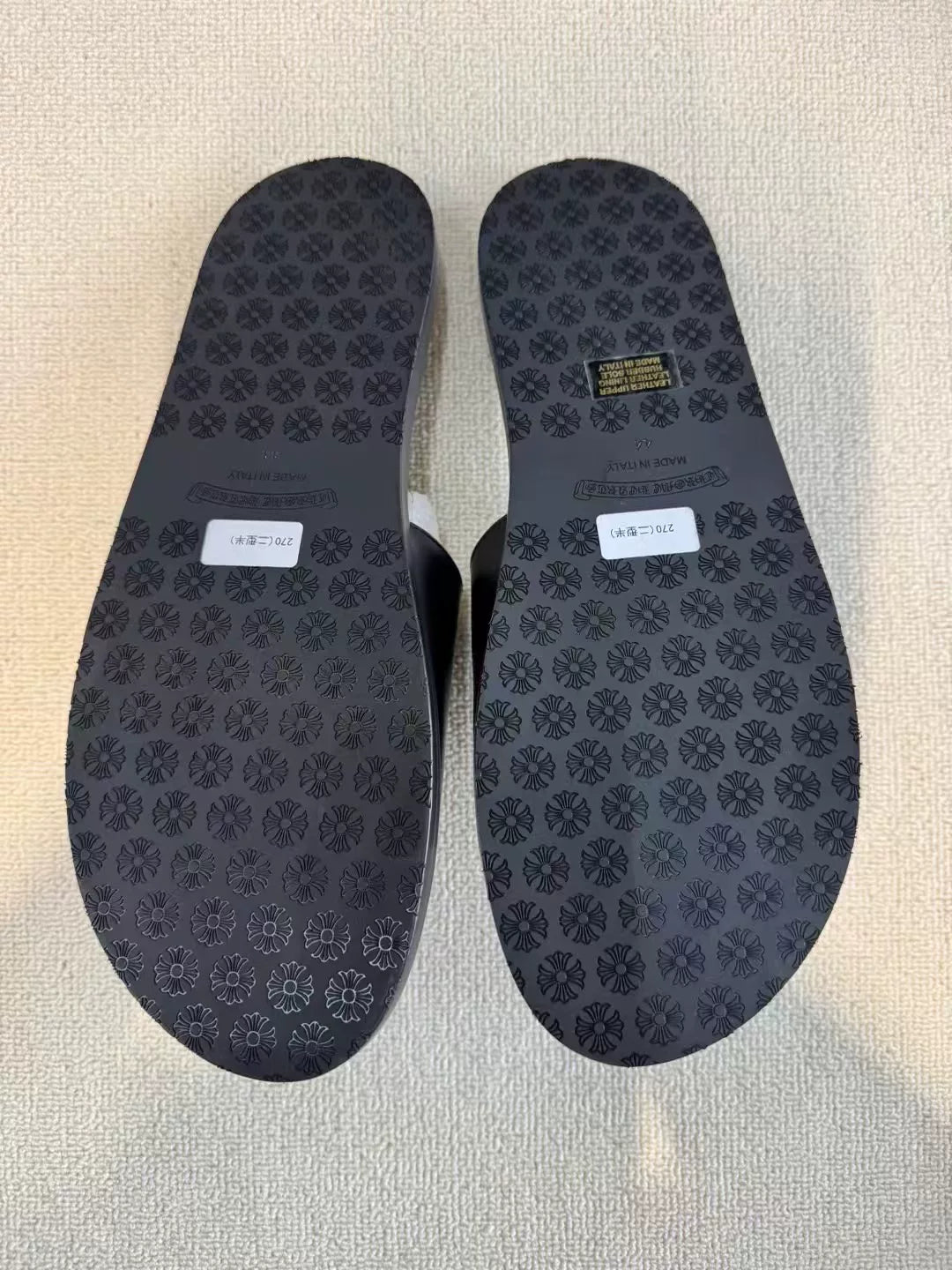 Chrome Hearts Cross Leather Slippers