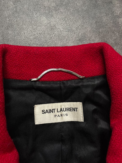 Saint Laurent Red Leopard Varsity Jacket