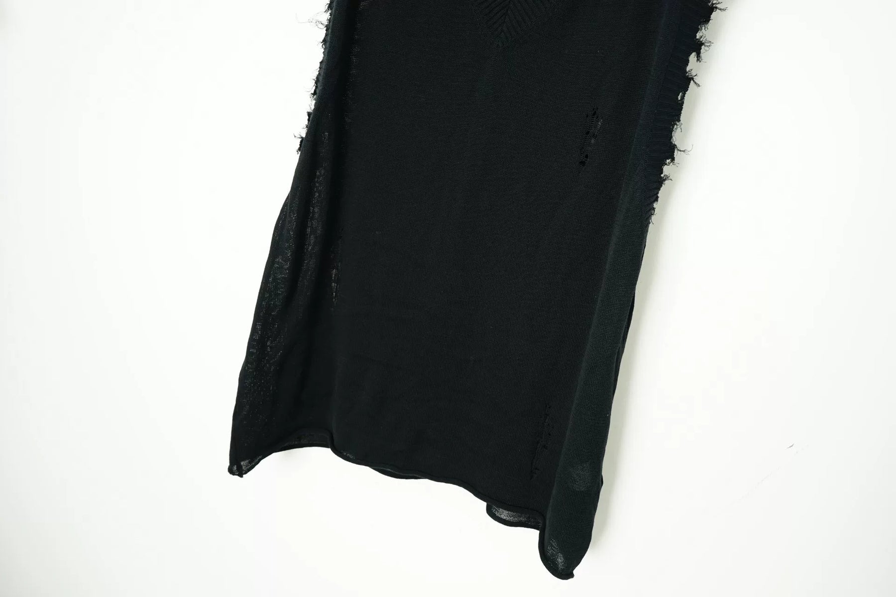 Yohji Yamamoto Loose Distressed V-Neck Knit