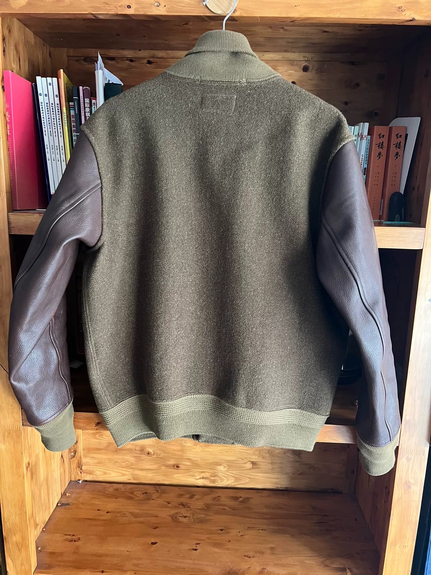 rrl double rl wool leather sleeve jacket