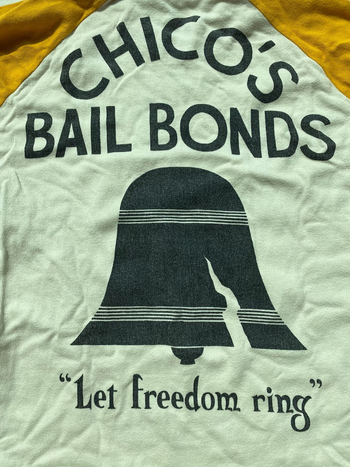 chico's bail bonds graphic long sleeve shirt