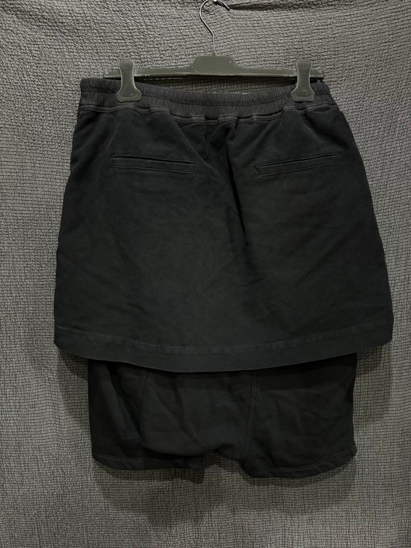 rick owens thick cotton layered shorts