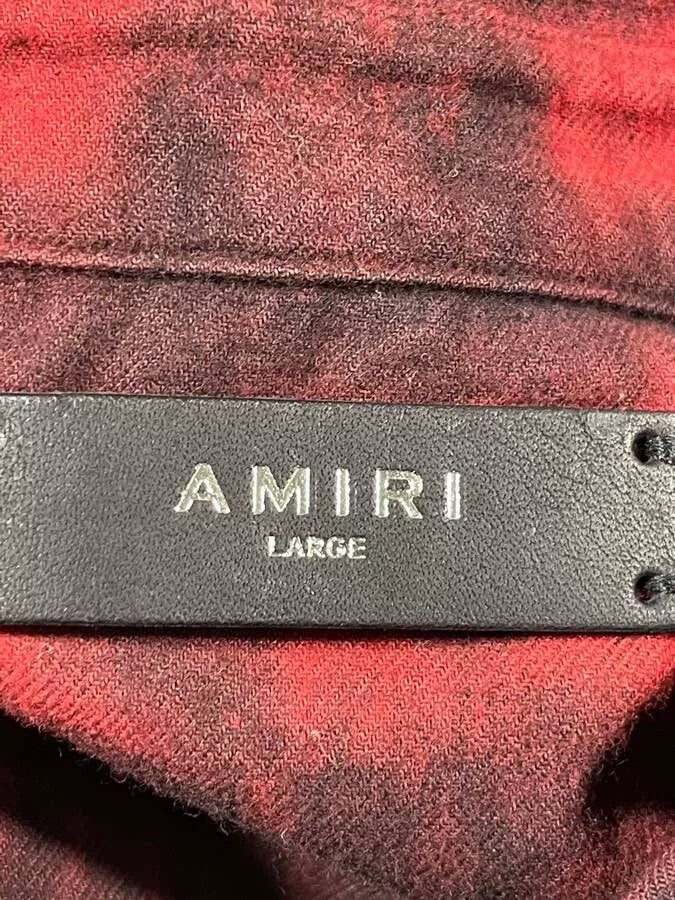 amiri bleached flannel shirt in red