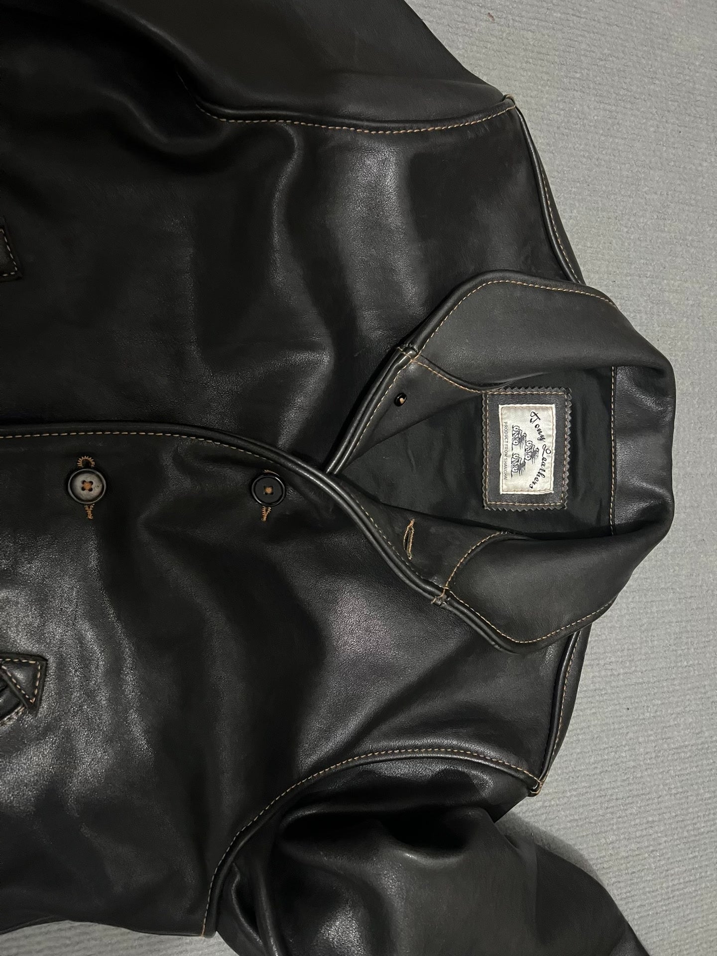 Campus Cowhide Leather Biker Jacket