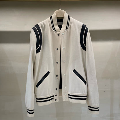 Saint Laurent Cream Baseball Jacket