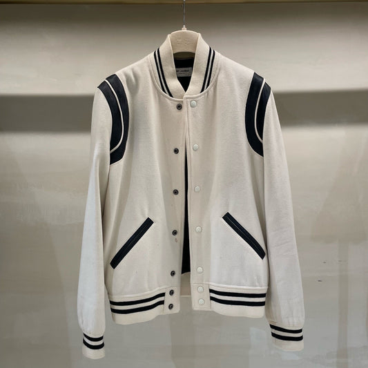 Saint Laurent Cream Baseball Jacket