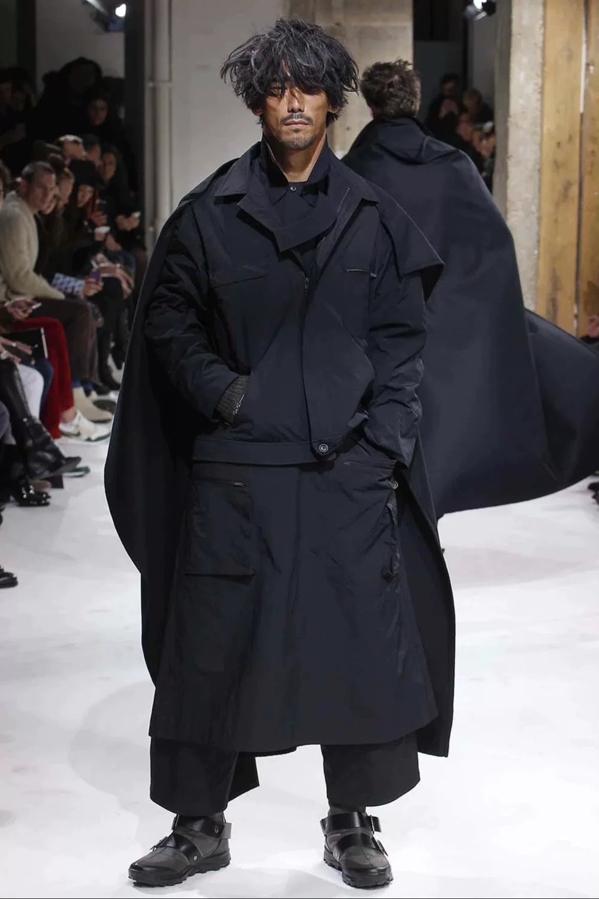 Yohji Yamamoto Black Gray Embroidered Gloves