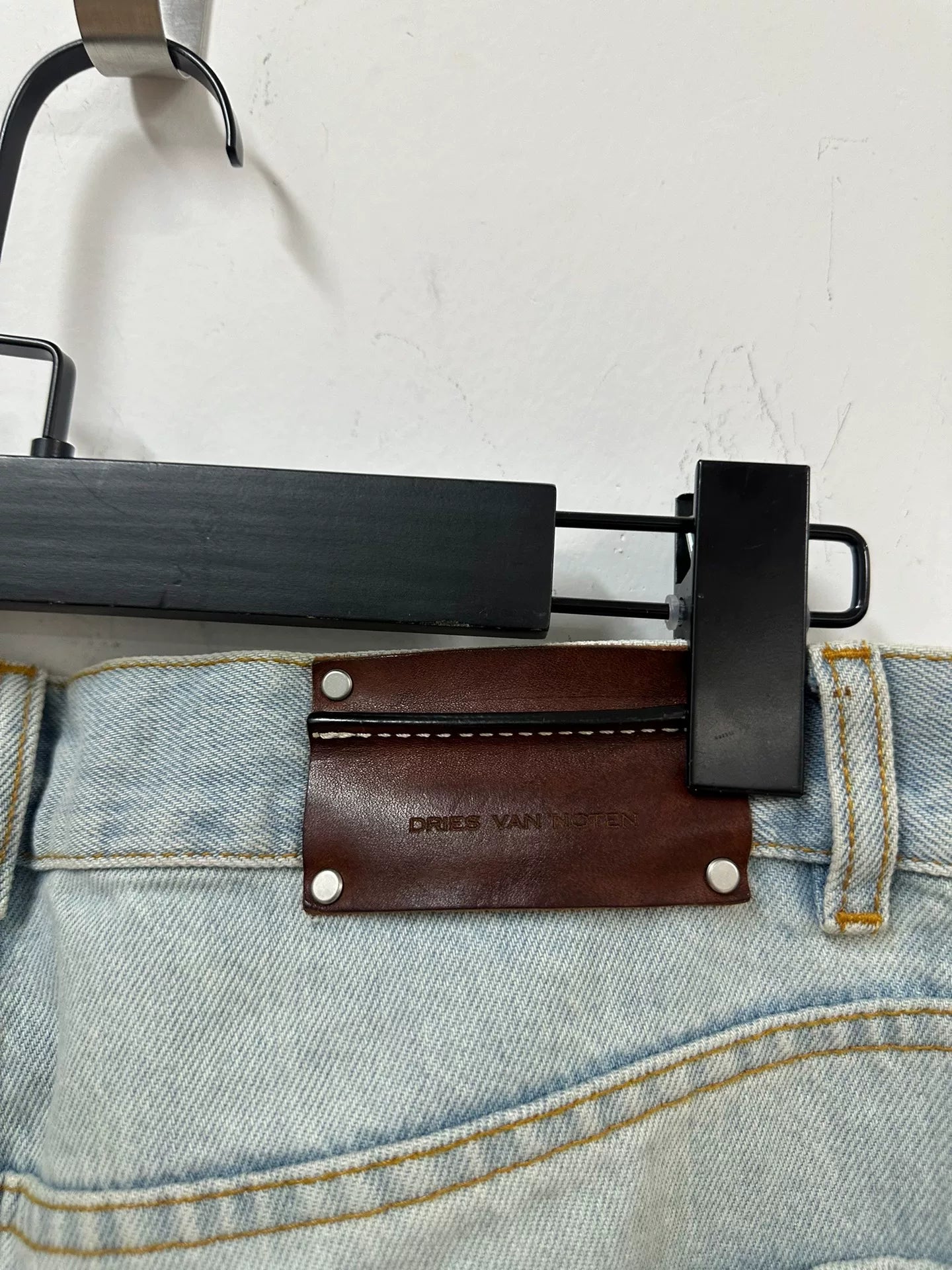 drapes van noten water-washed denim pants