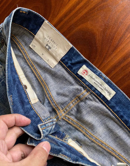 vintage distressed yellow mud denim pants