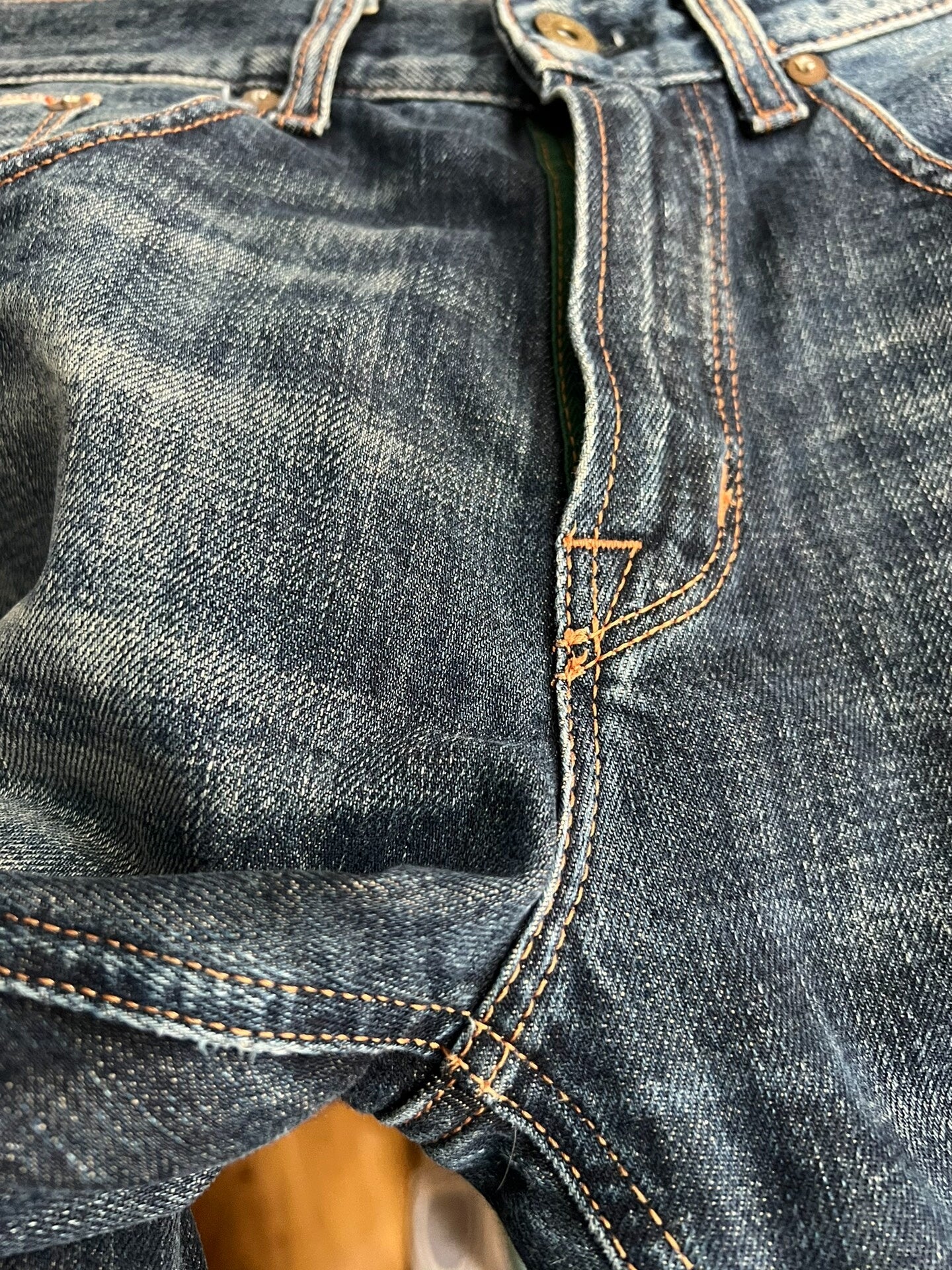 Vintage Style Heavy Wash Denim Pants