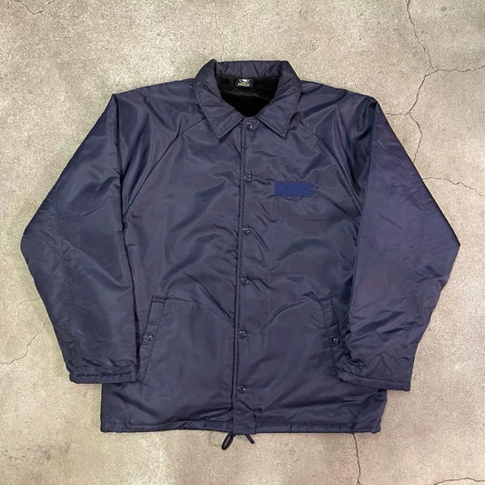 navy blue coach jacket with logo