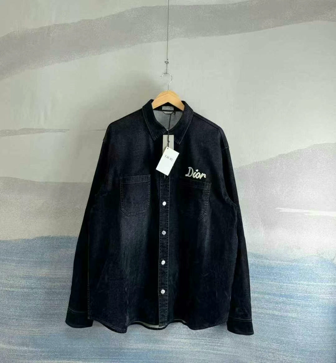 Dior Deep Blue Corduroy Work Shirt Size 43