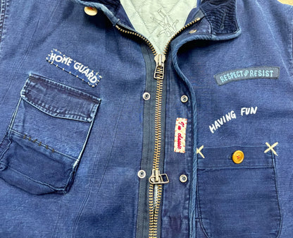 porter classic military coat blue dye patches