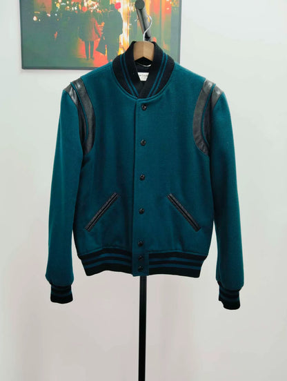 Saint Laurent Teal Baseball Jacket