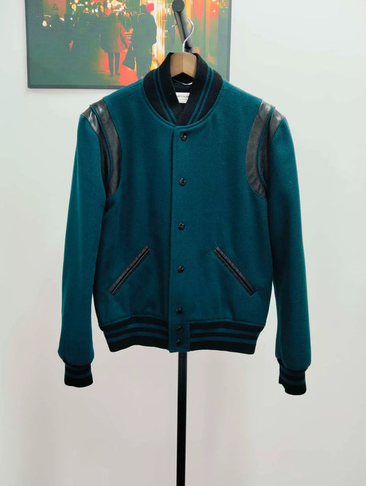 Saint Laurent Teal Baseball Jacket