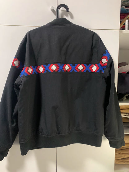 supreme black jacket with colorful embroidery