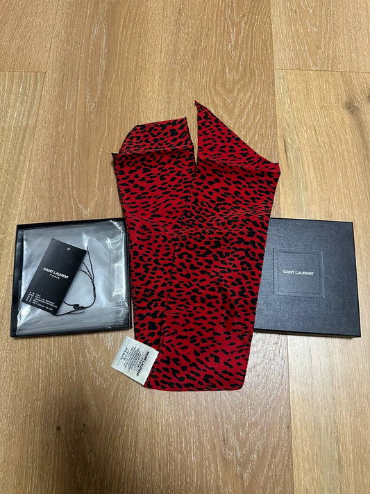 Saint Laurent Red Black Leopard Scarf