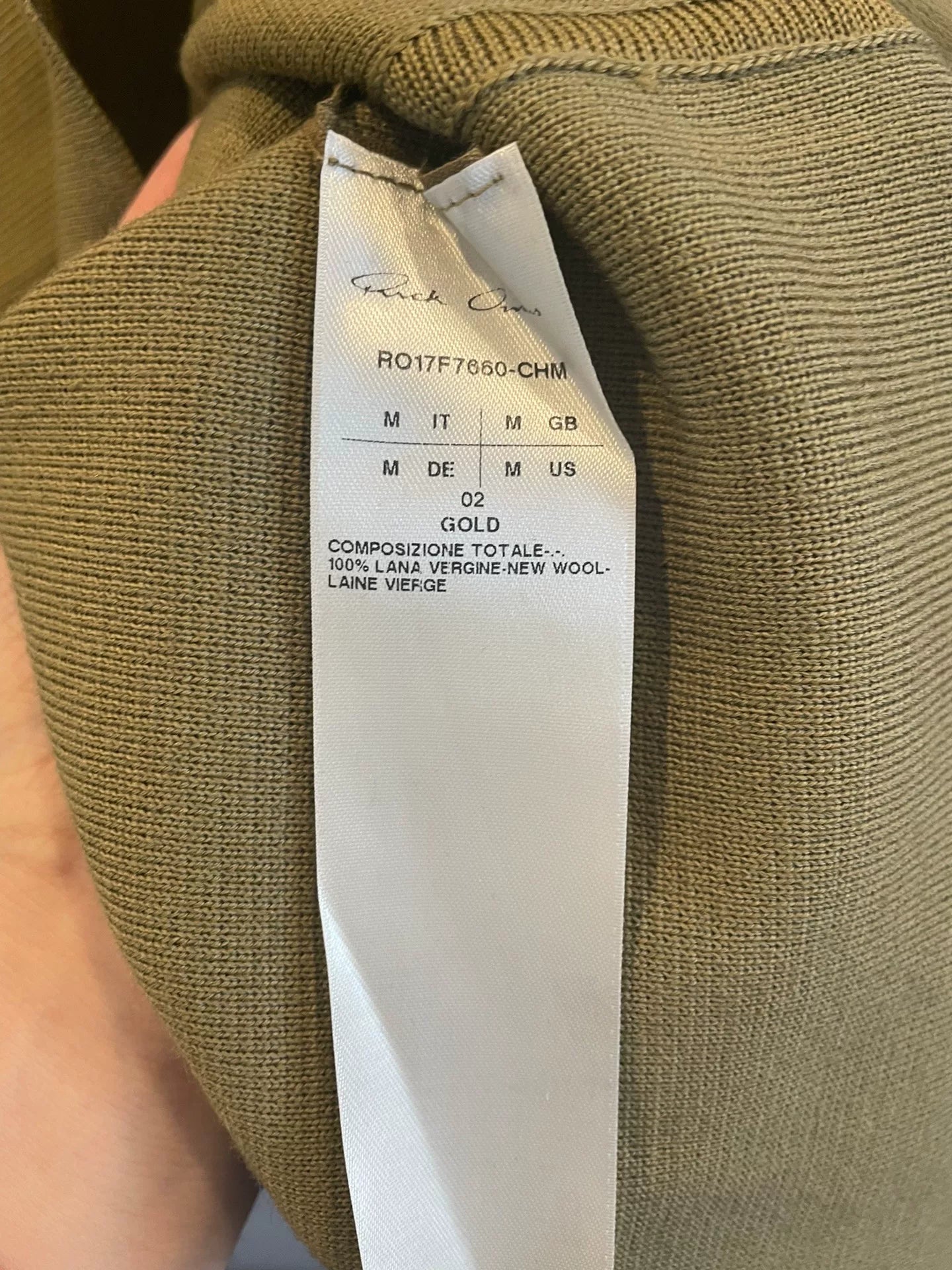 Rick Owens Wool Sweatshirt Size M