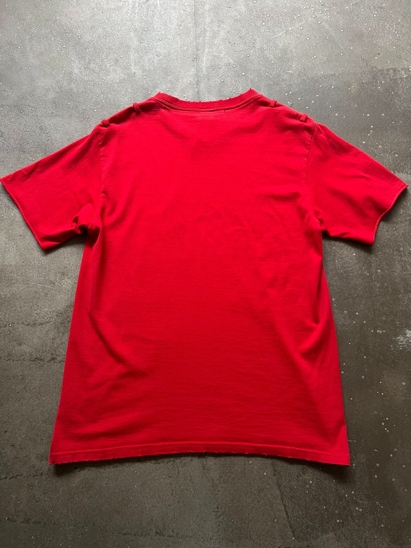 red graphic slogan t-shirt