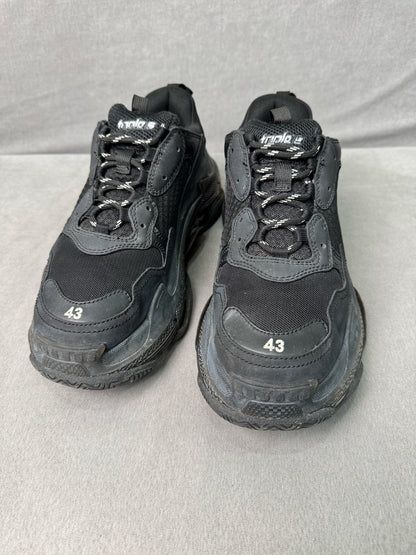 balenciaga triple s distressed black sneakers