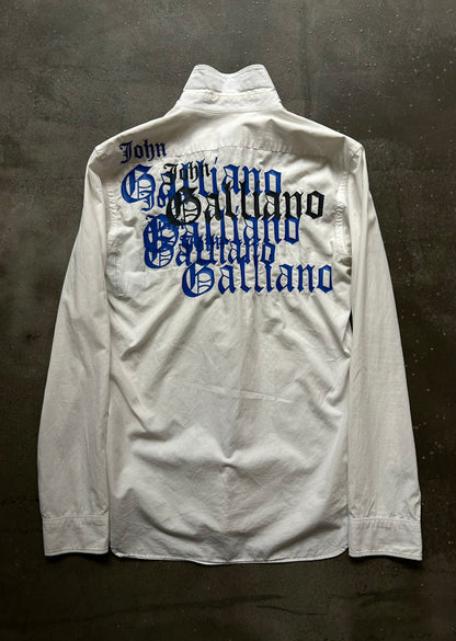 john galliano pirate print button-up shirt