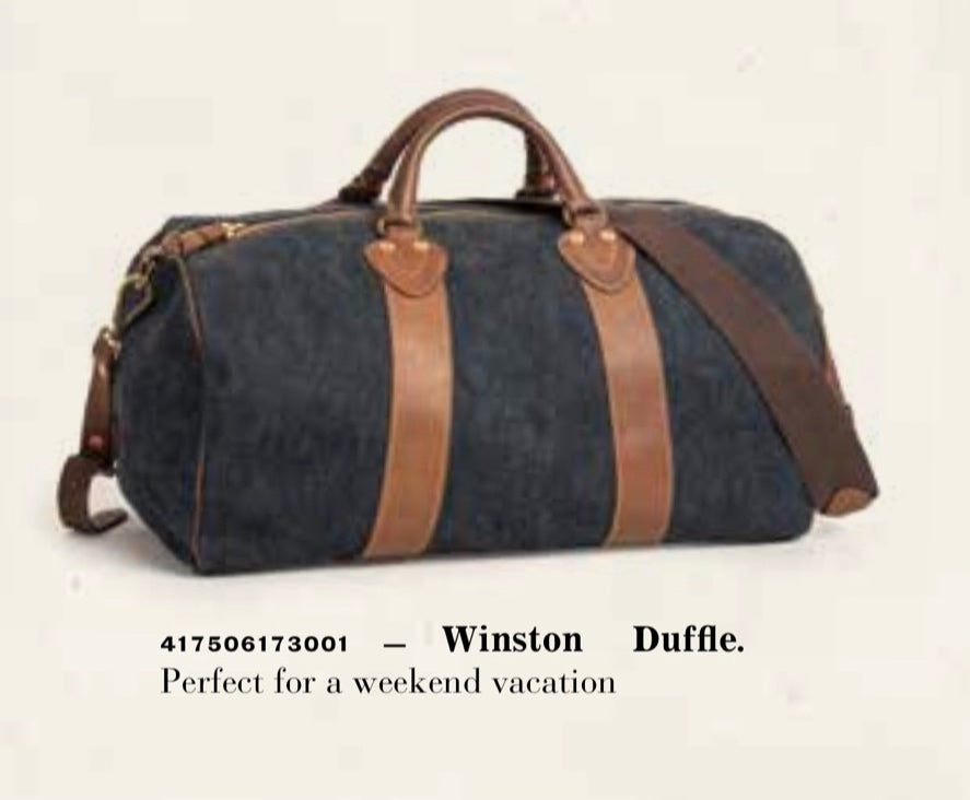 RRL Winston Denim Leather Duffle Bag