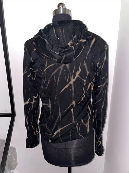 stylish black hooded jacket with unique design