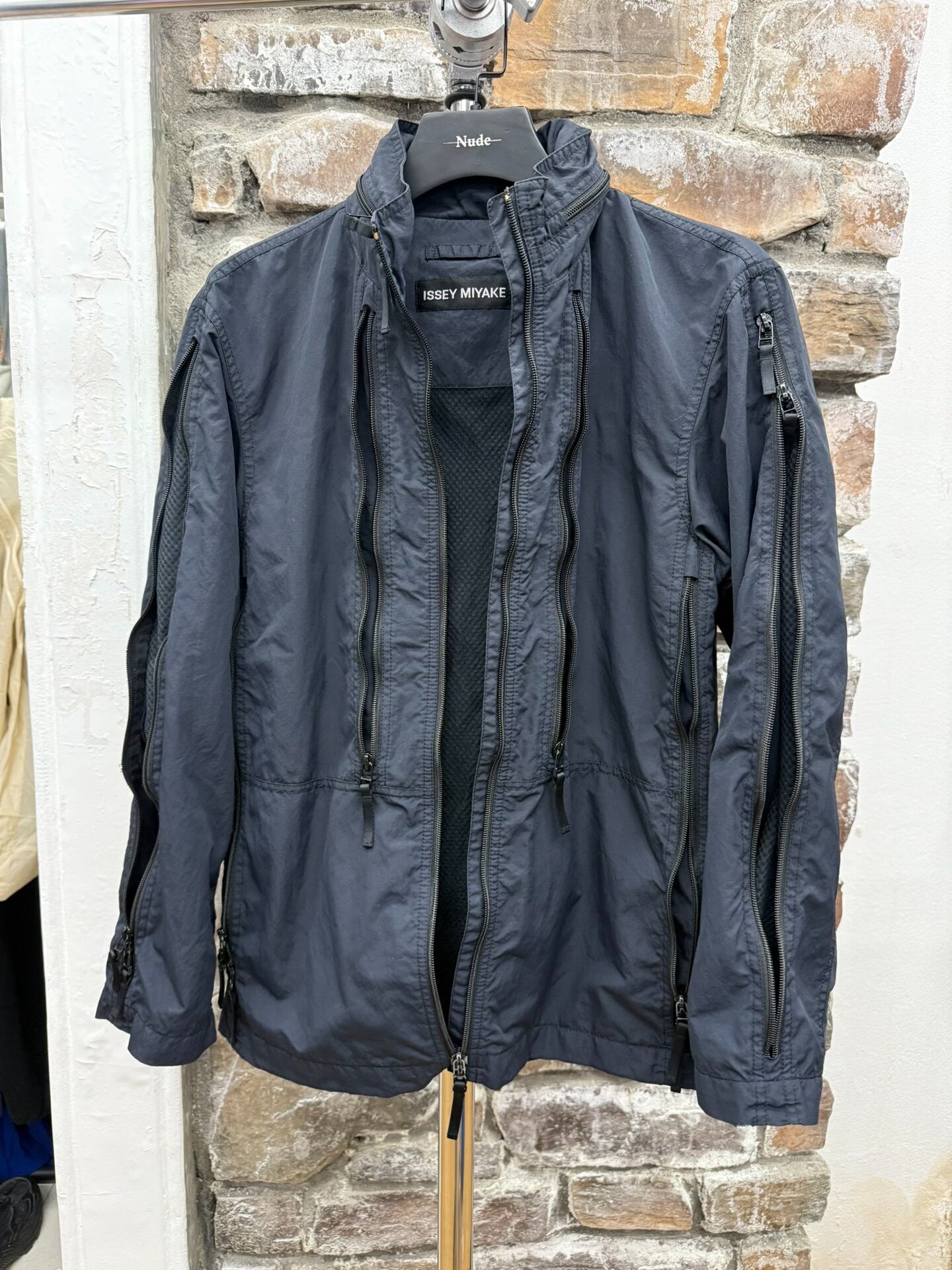 issey miyake zip-up jacket with damaged zipper