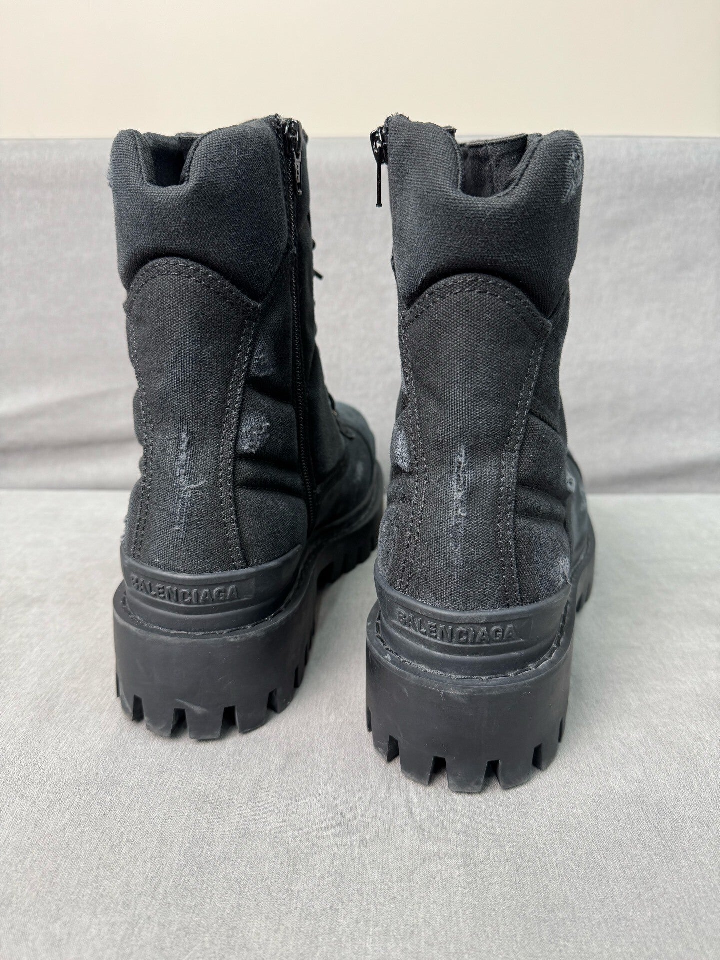balenciaga strike vintage military boots black