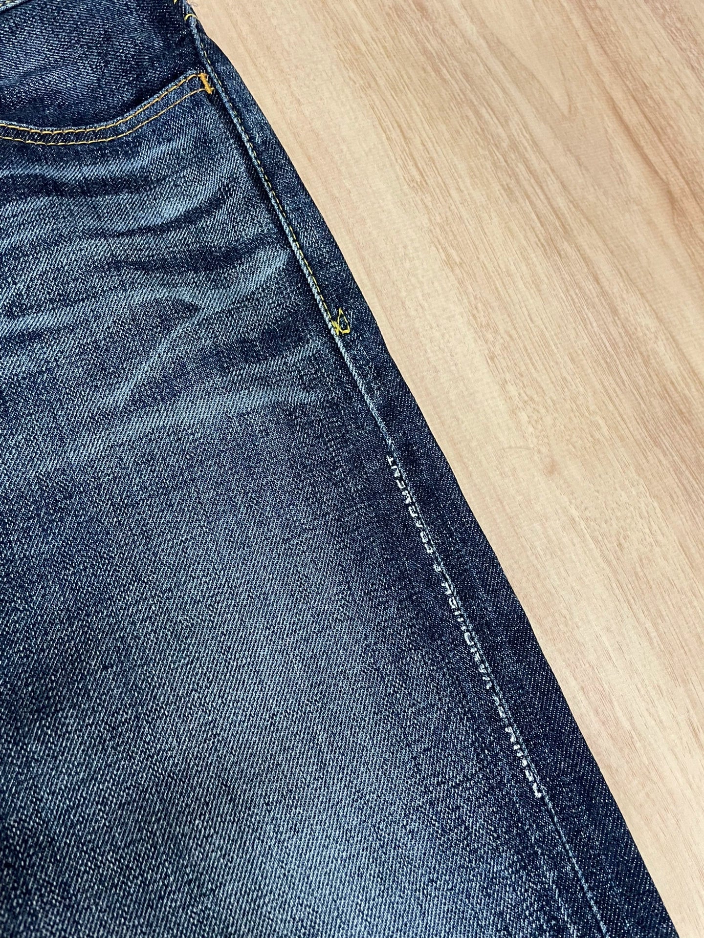 fragment lightning wash denim pants