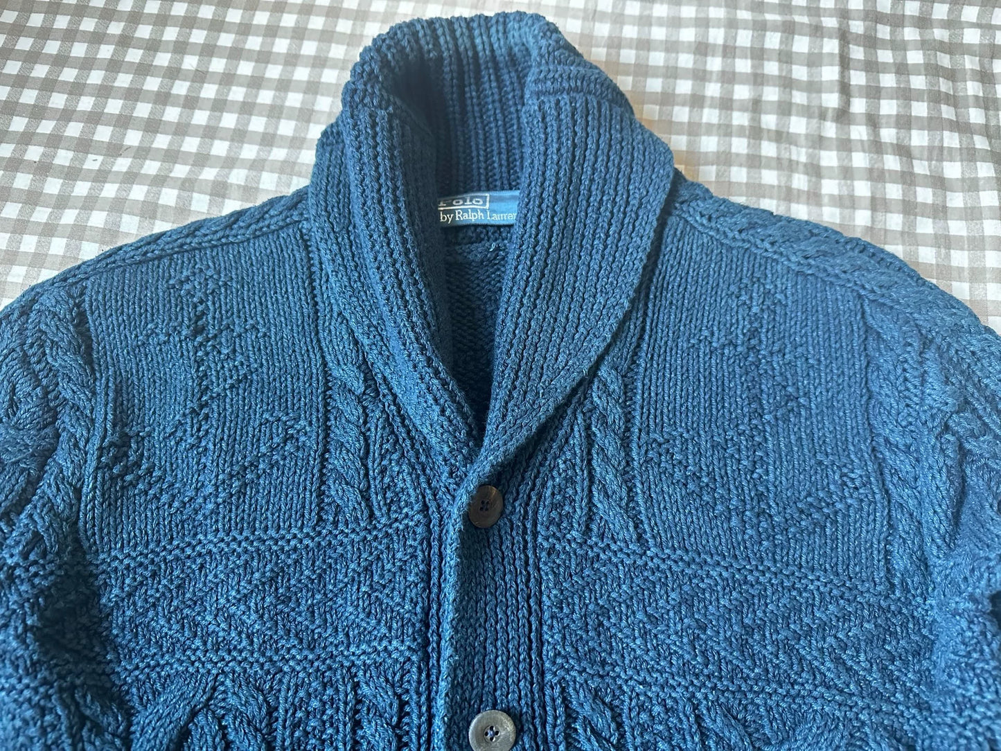 RRL Ralph Lauren Vintage Indigo Cable Knit Cardigan
