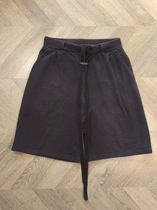 fear of god distressed shorts with belt